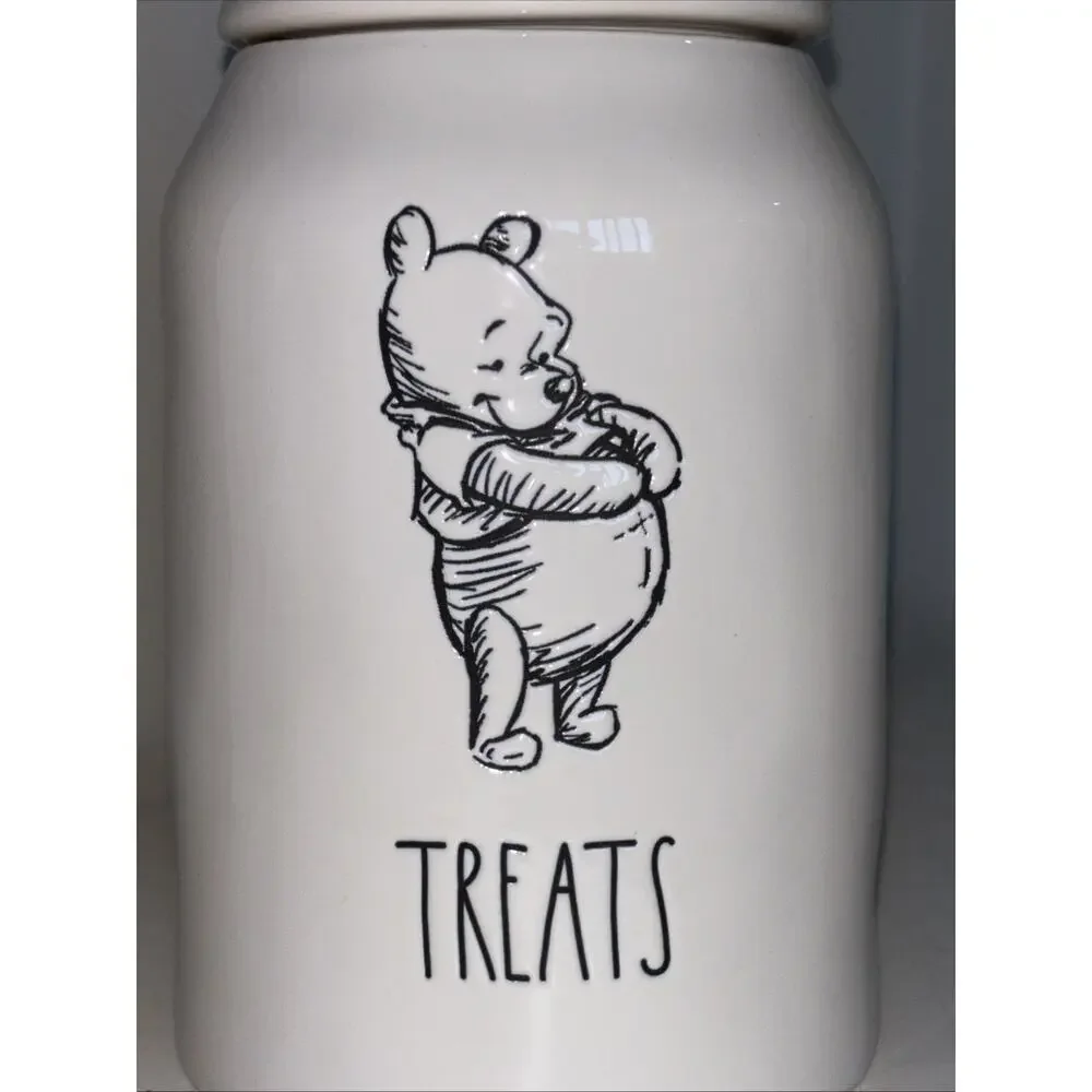 Winnie the Pooh Bear Ceramic "Treats" Canister Cookie Jar Disney Rae Dunn - Picture 2 of 3